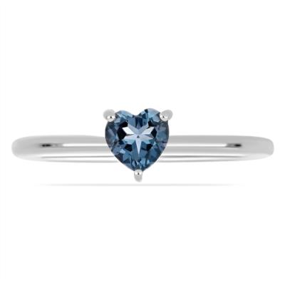 BUY 925 SILVER WITH LONDON BLUE TOPAZ GEMSTONE HEART RING